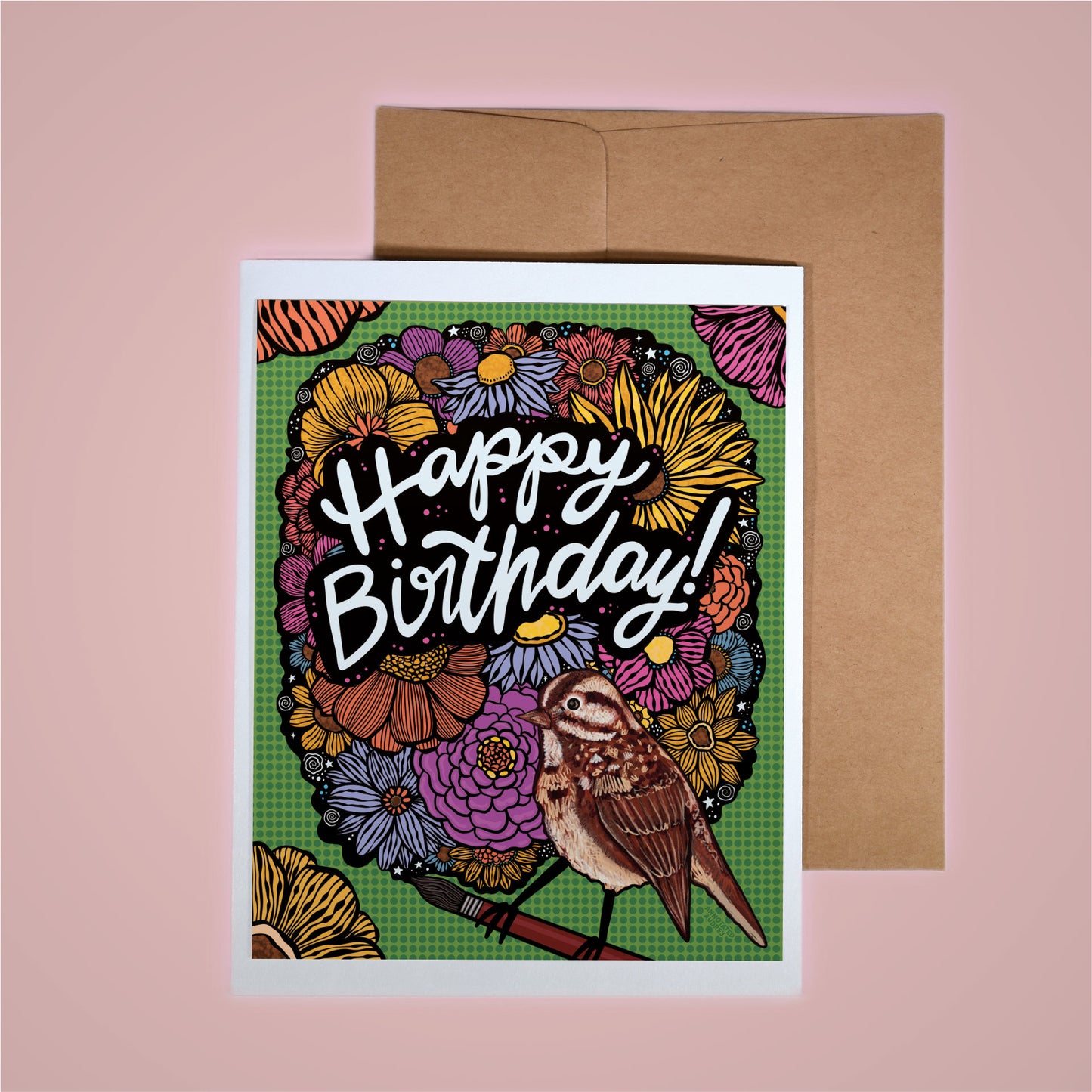 Card on pink background