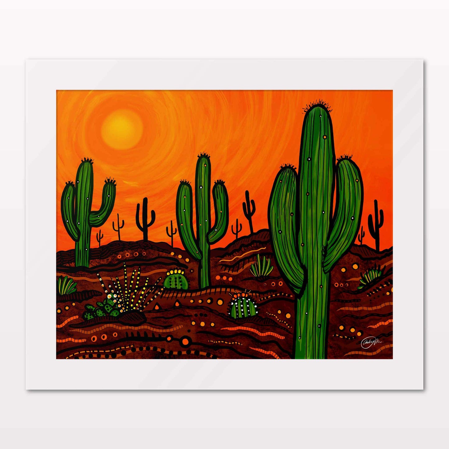 Art print in white frame on white wall