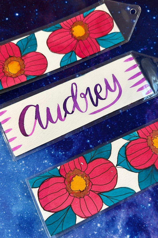 Customizable Floral Name Bookmark