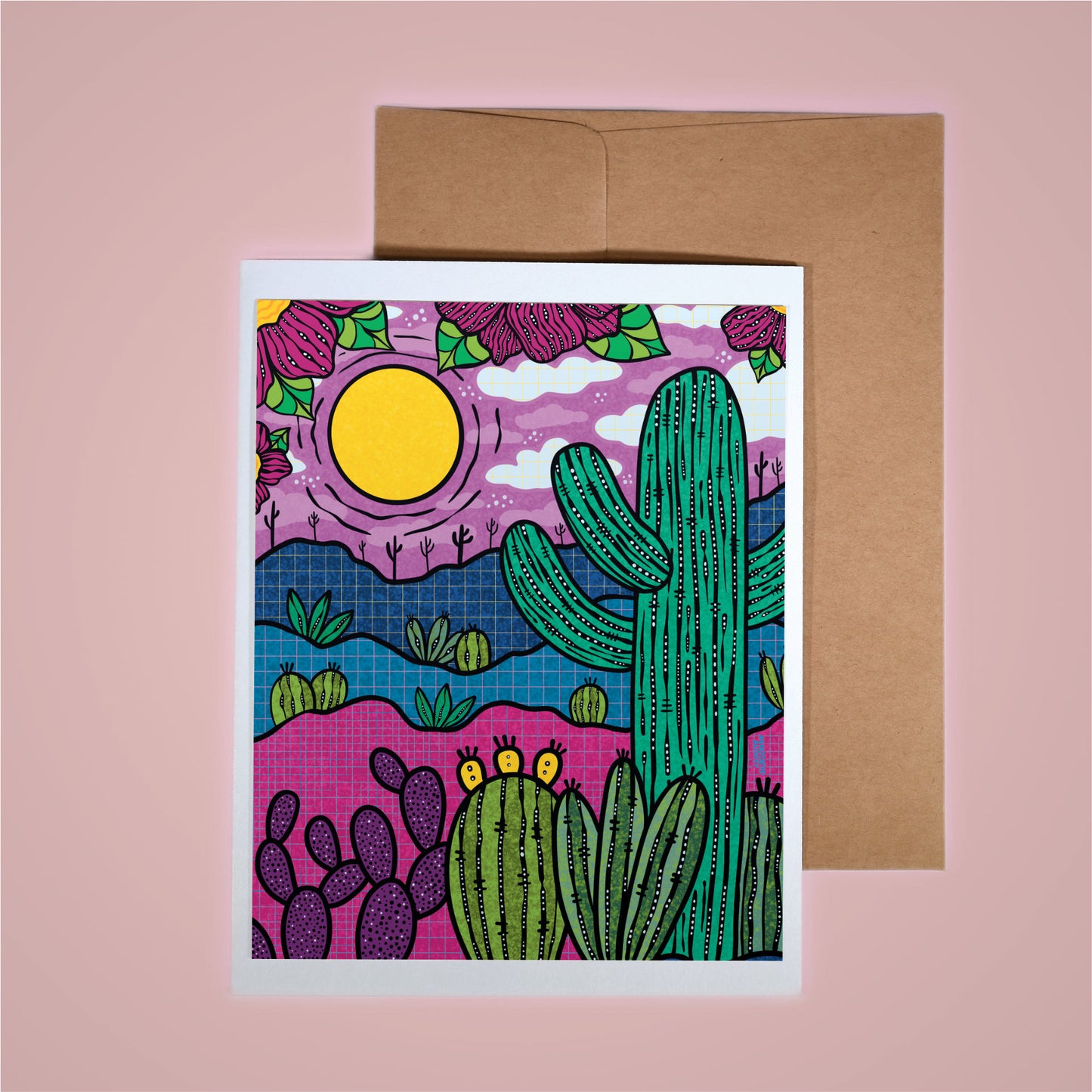 Card on pink background