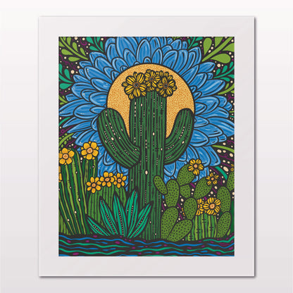 Art print in white frame on white wall