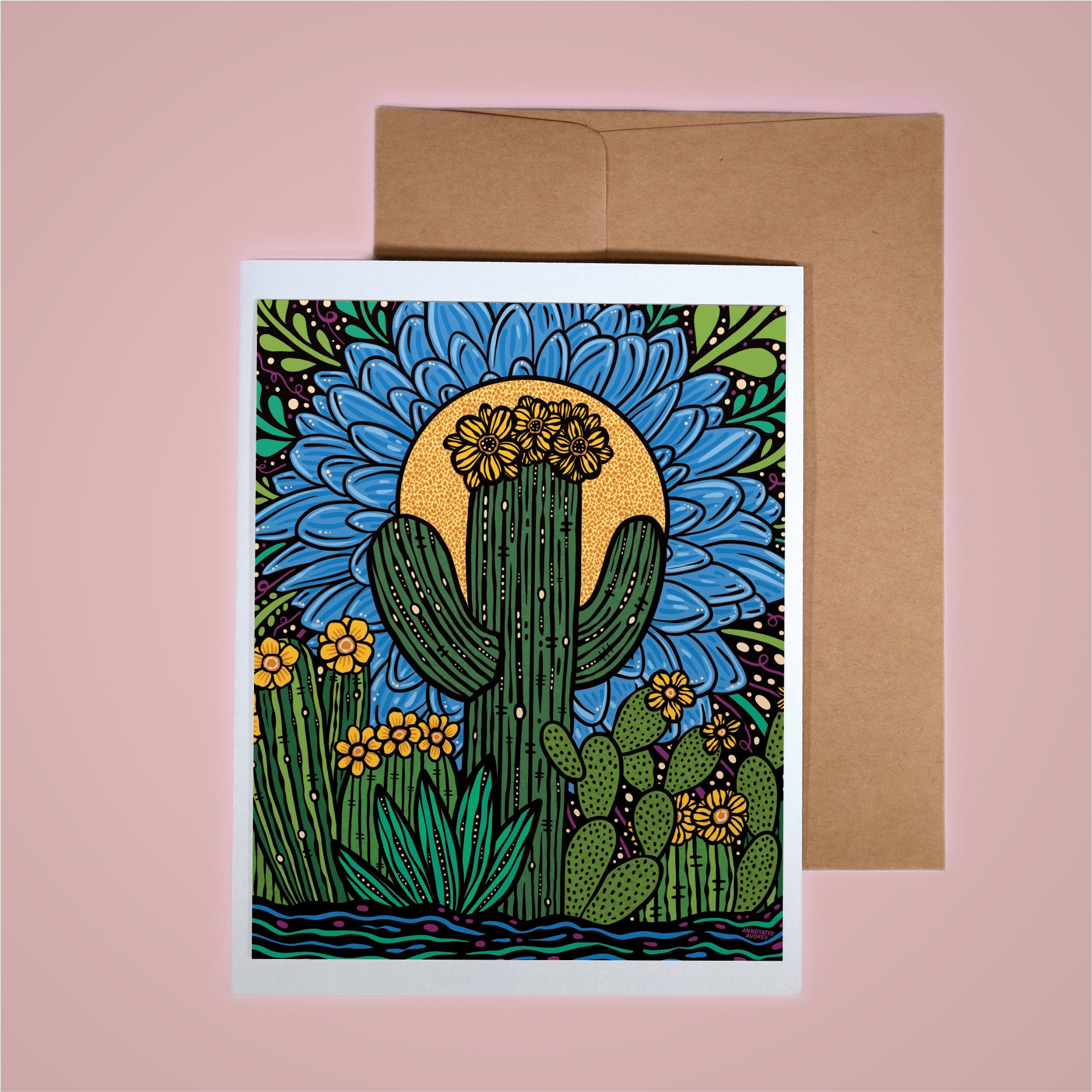 Card on pink background