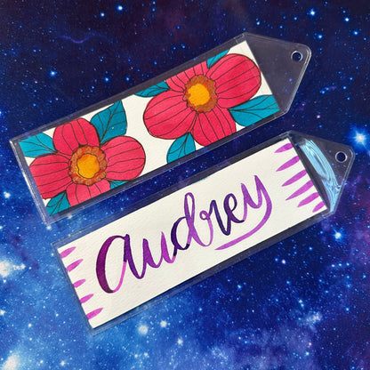 Customizable Floral Name Bookmark