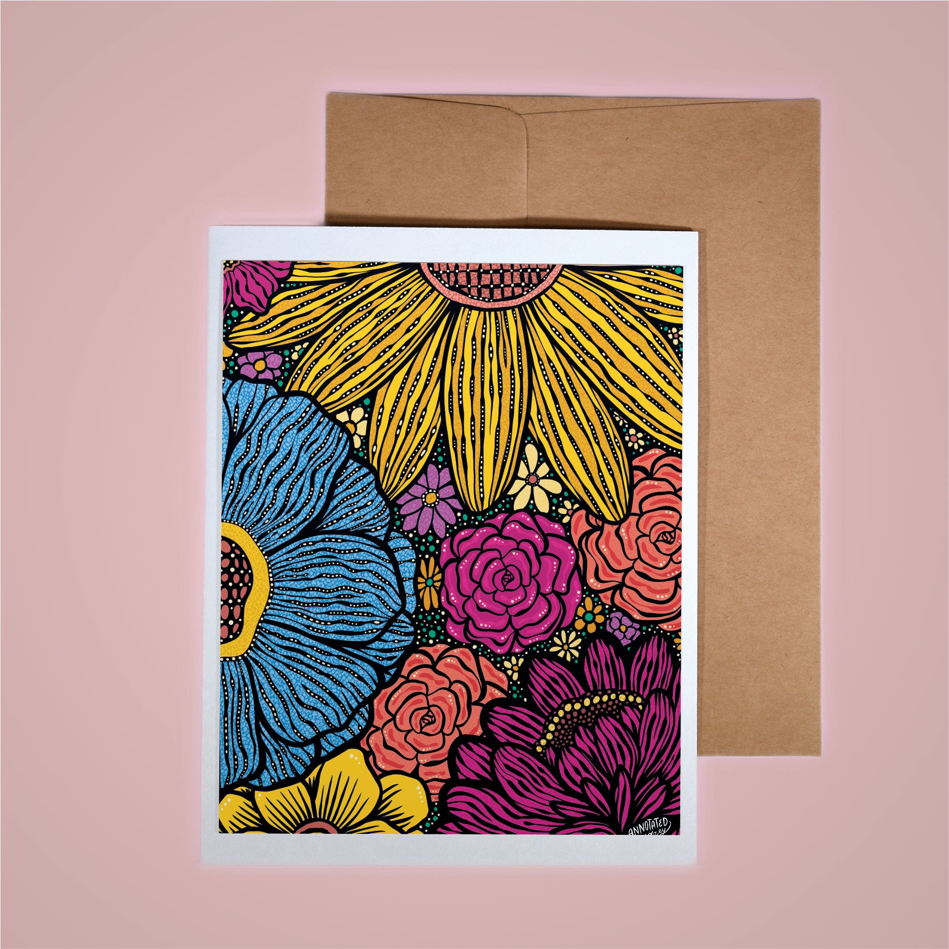Card on pink background