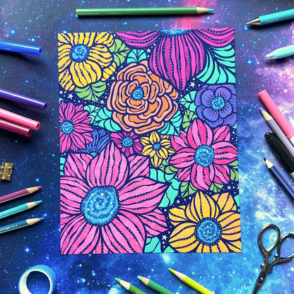 Art Print - Galaxy Flowers