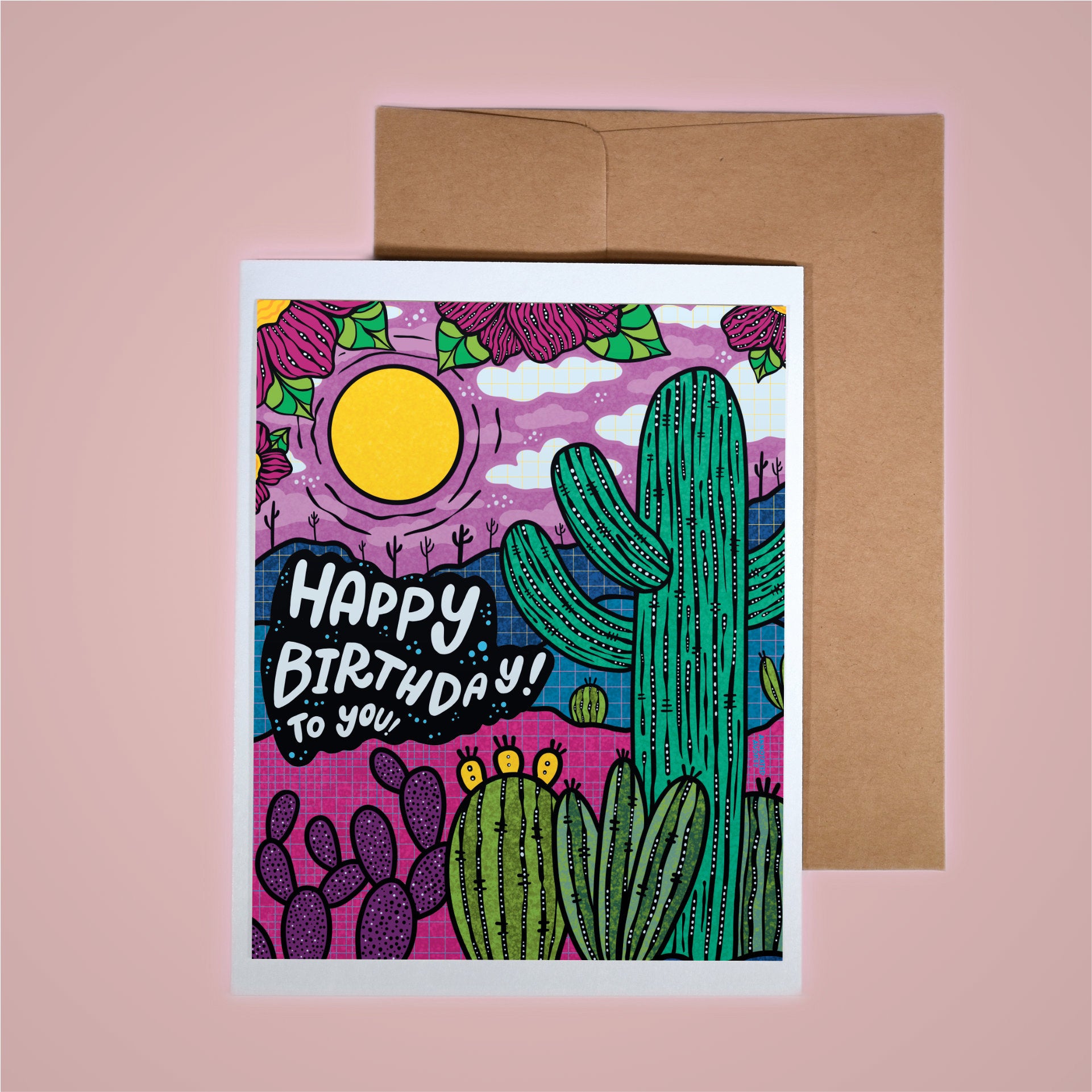 Card on pink background
