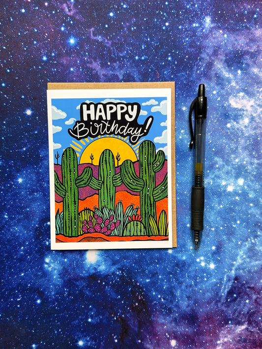Card - Happy Birthday Three Saguaros