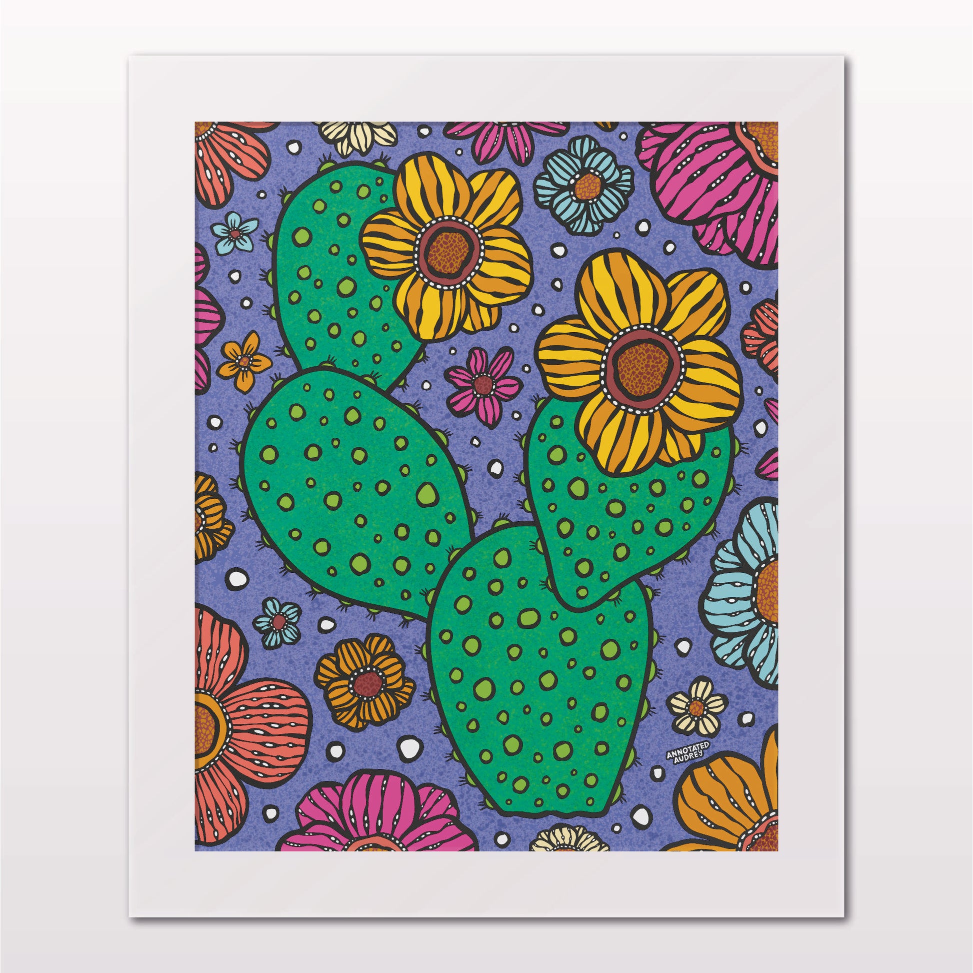 Art print in white frame on white wall