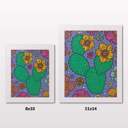 Comparing 8x10 and 11x14 framed art prints on a white wall