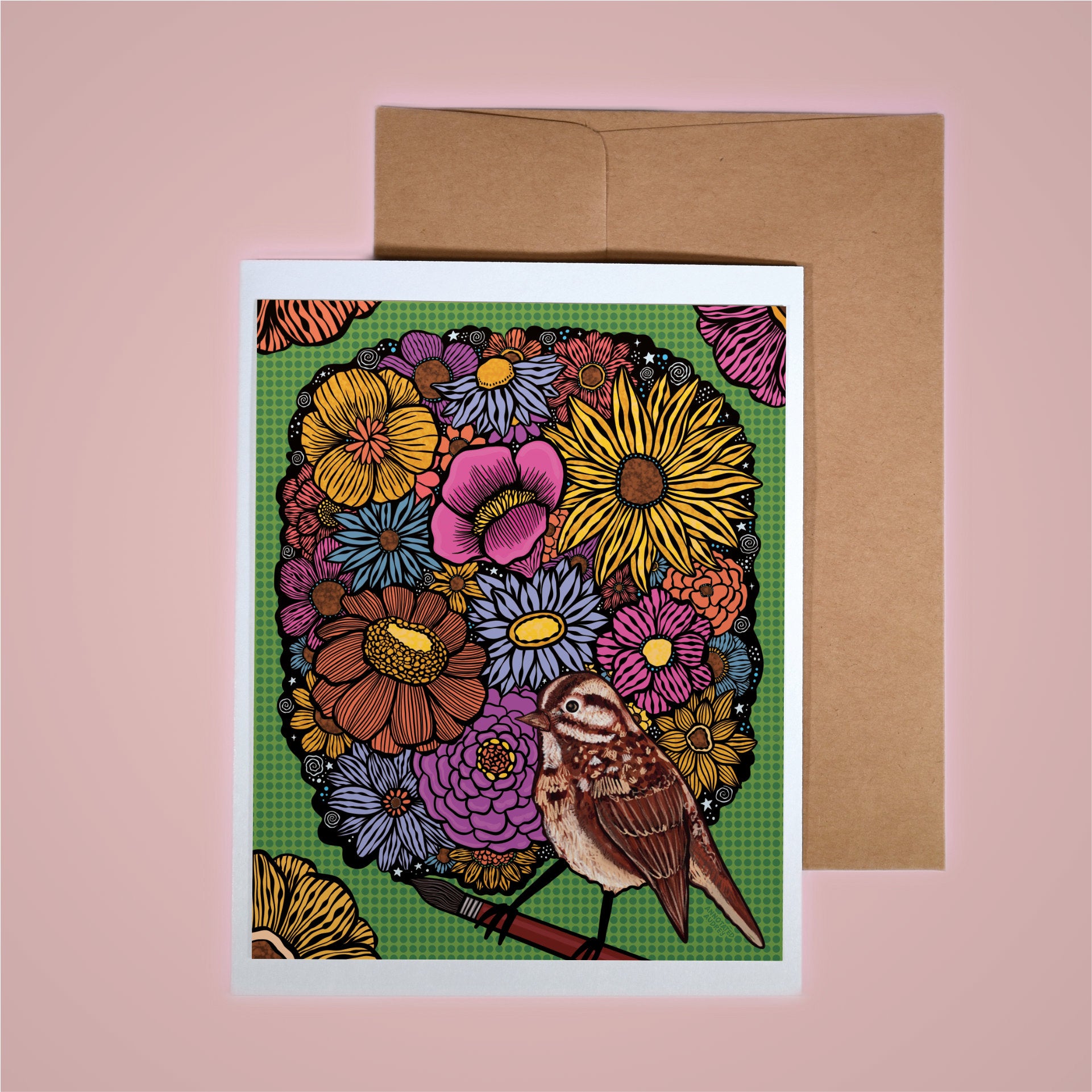 Card on pink background