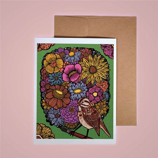 Card on pink background