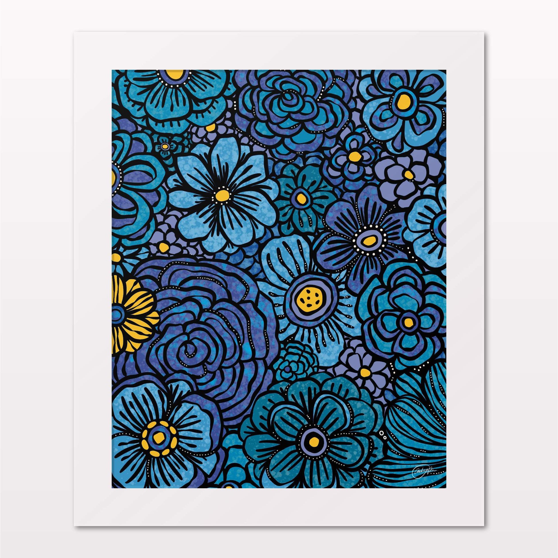 Art print in white frame on white wall