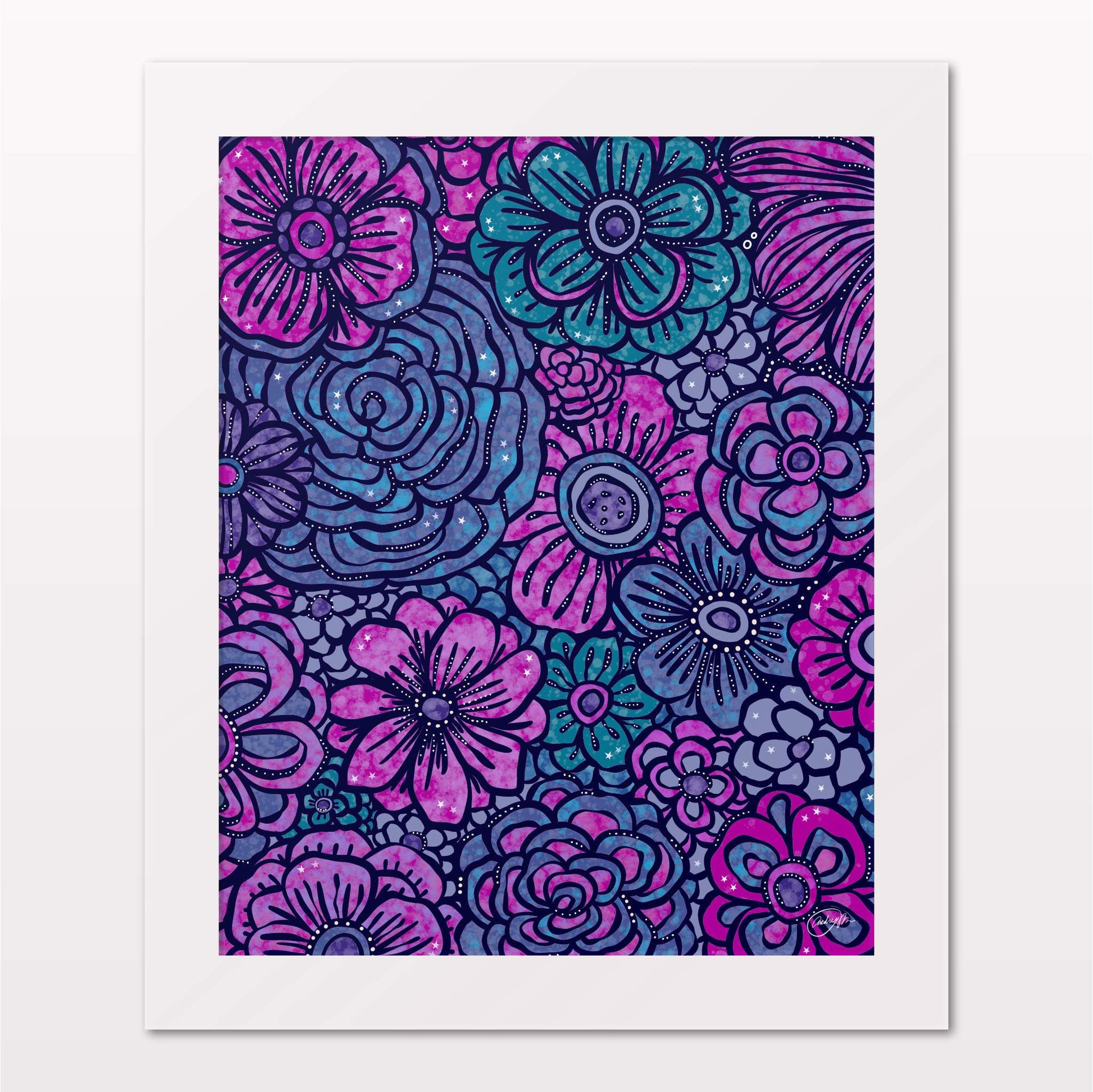 Art print in white frame on white wall