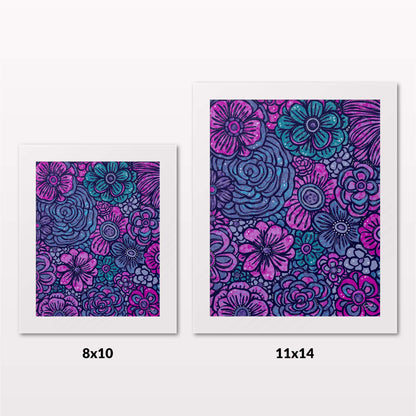 Comparing 8x10 and 11x14 framed art prints on a white wall