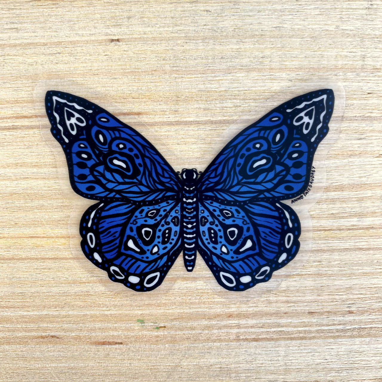 Sticker on wood background