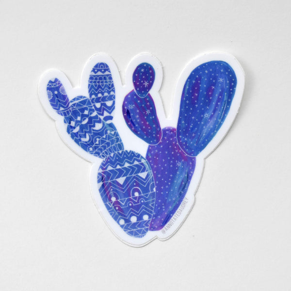 Blue Prickly Pear Patterned Vinyl Waterproof Cactus Sticker – ANNOTATED ...