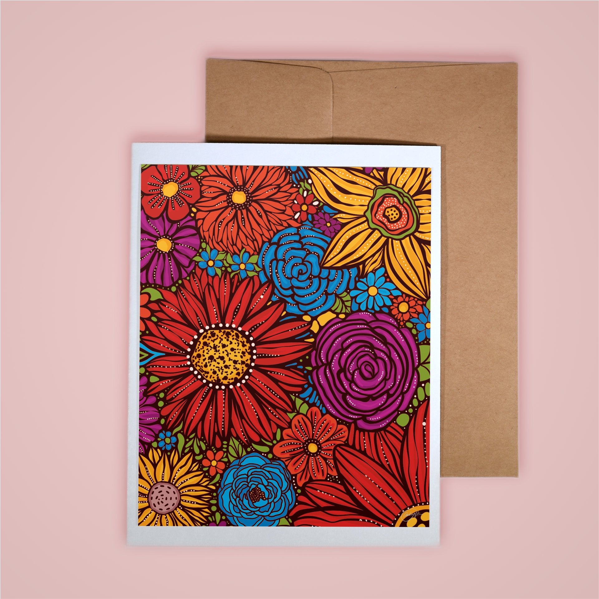Card on pink background