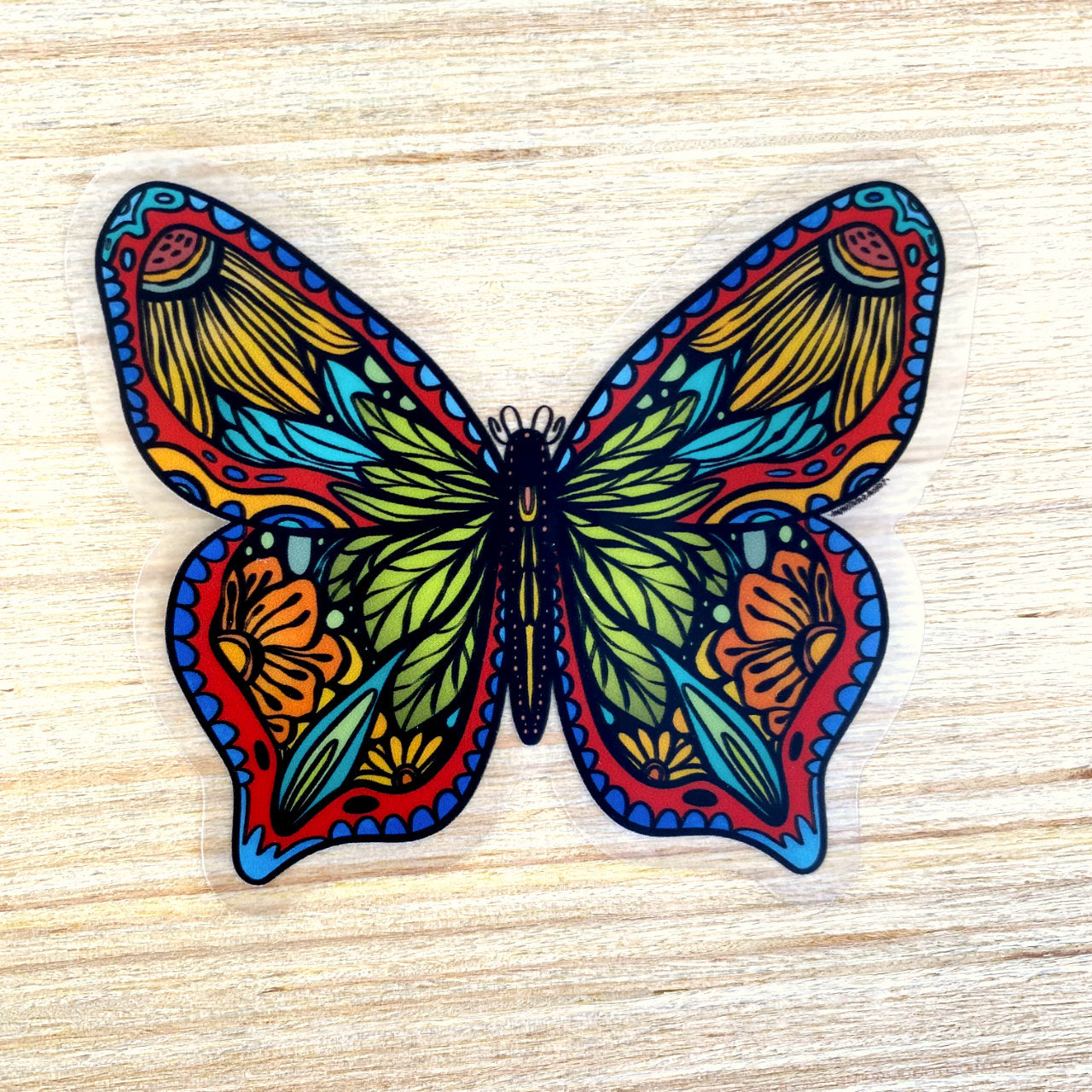 Sticker on wood background