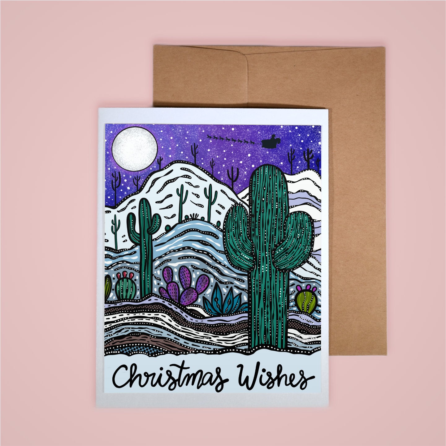 Holiday Card-Christmas Wishes (Purple)