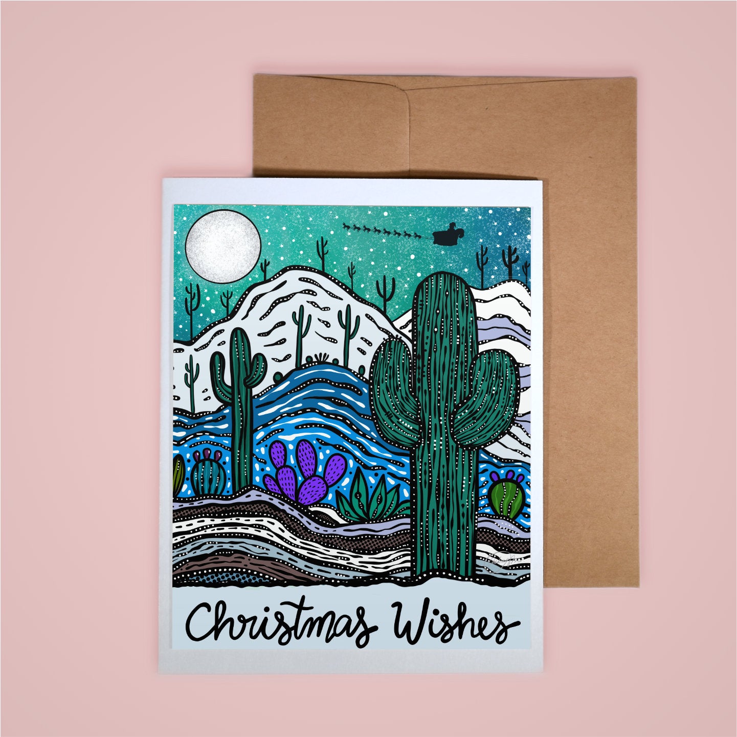 Holiday Card-Christmas Wishes (Teal)