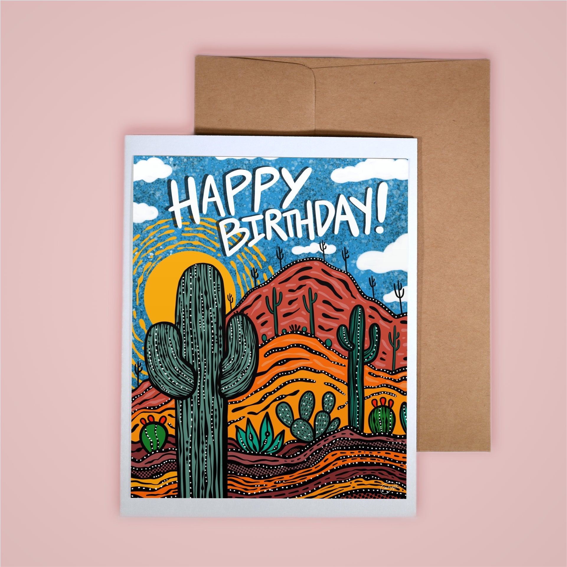 Card on pink background