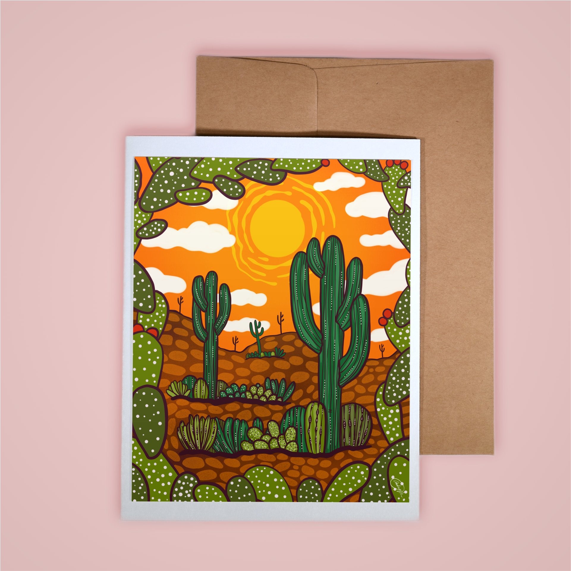 Card on pink background