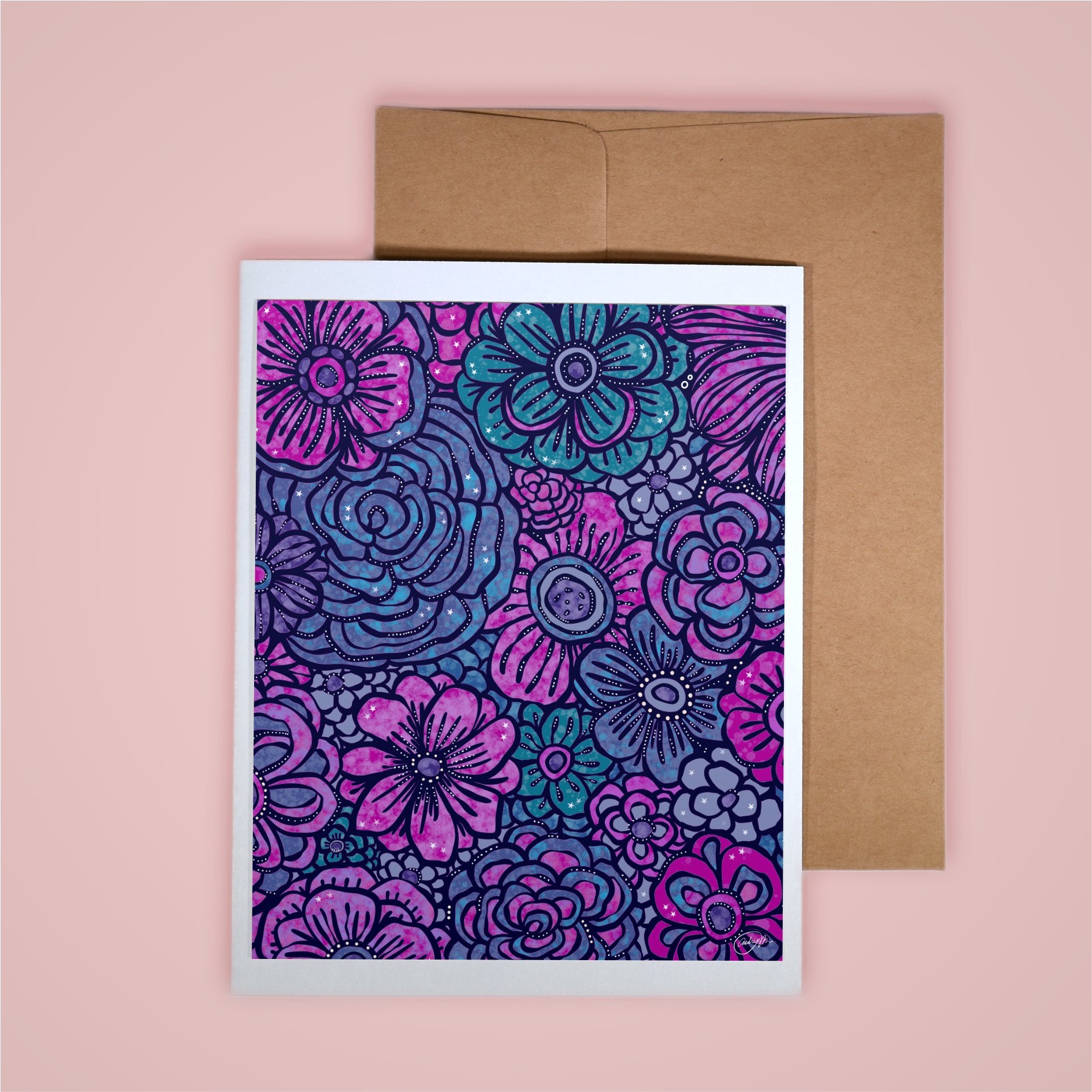 Card on pink background