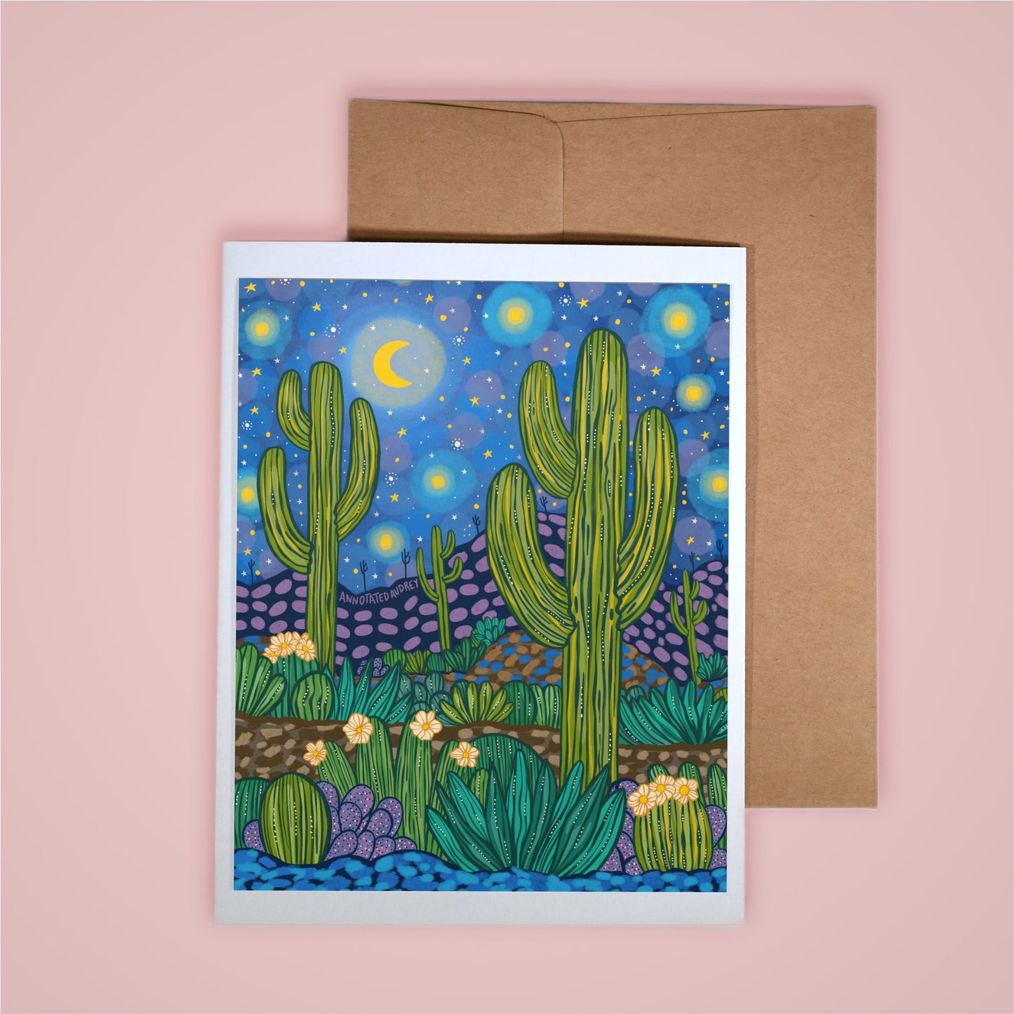 Card on pink background