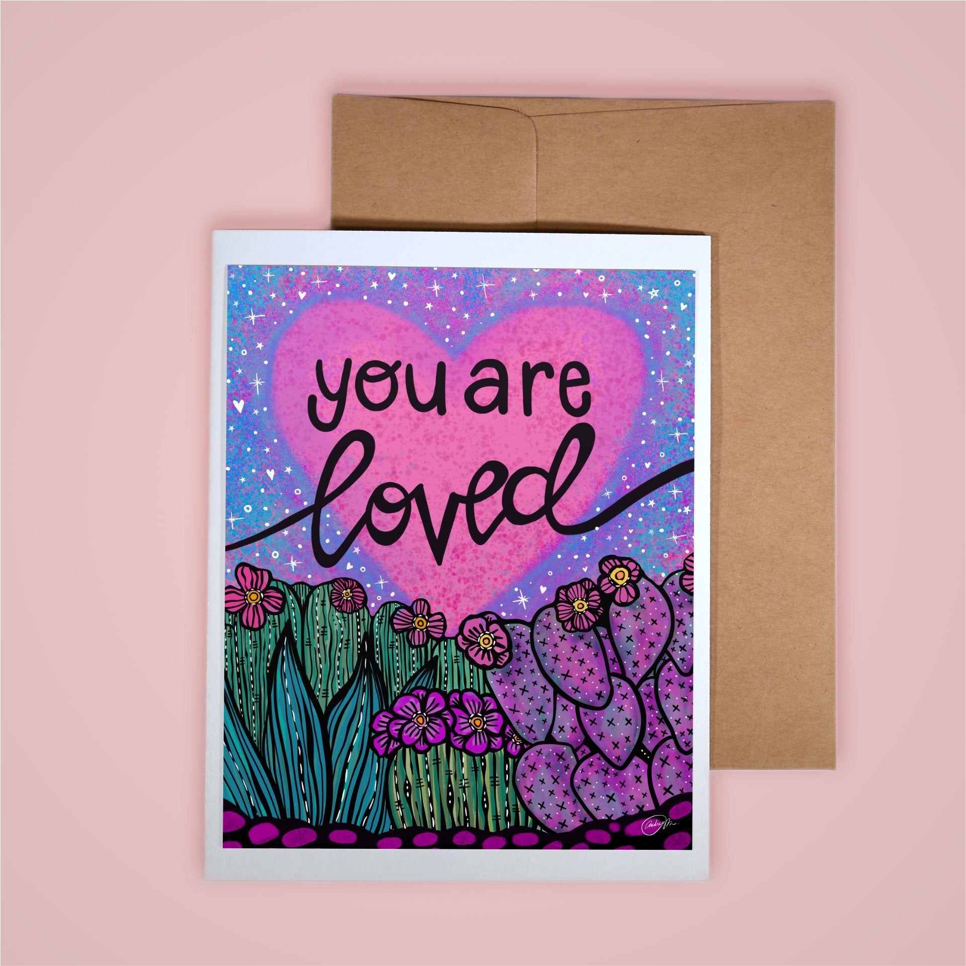 Card on pink background