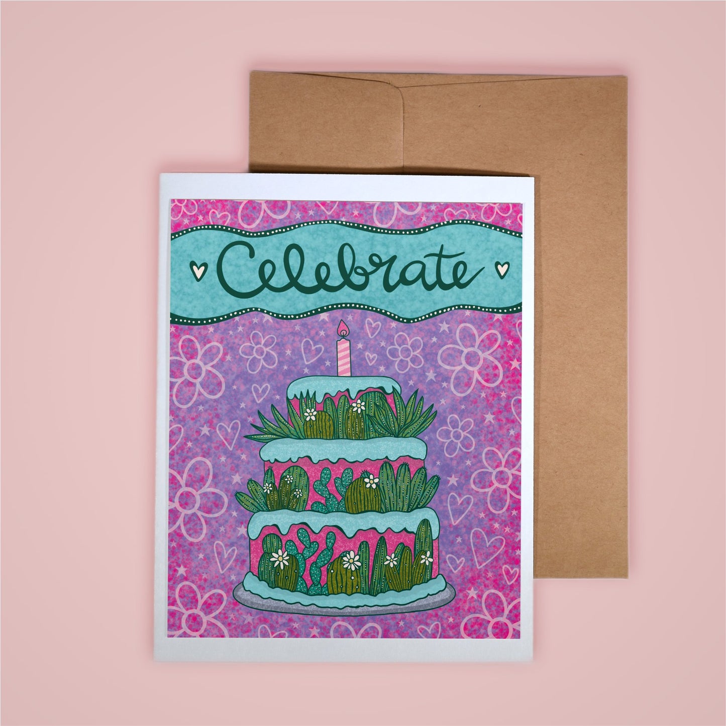 Card on pink background