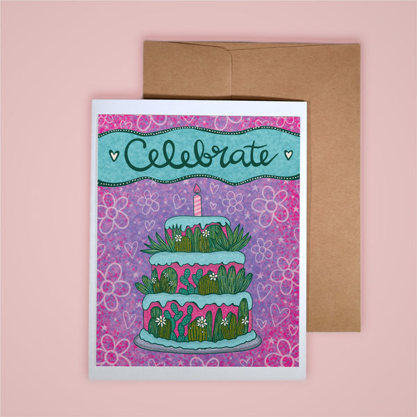 Card on pink background