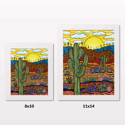 Comparing 8x10 and 11x14 framed art prints on a white wall