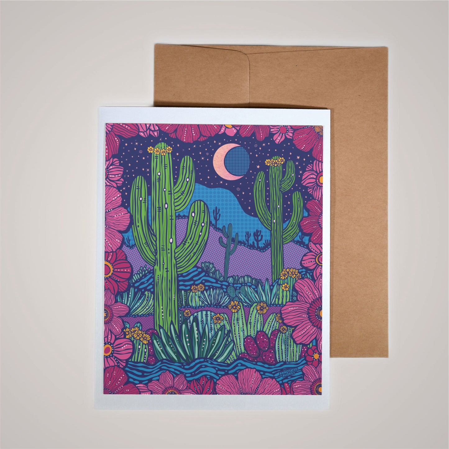 Card on pink background