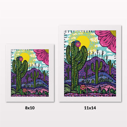 Comparing 8x10 and 11x14 framed art prints on a white wall