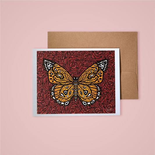 Card on pink background