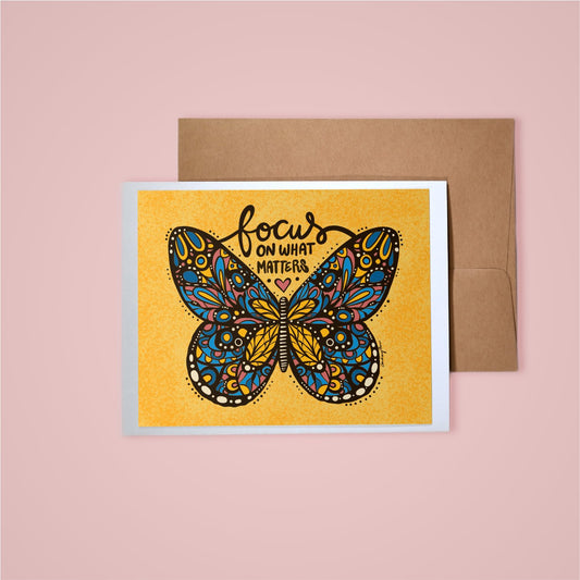 Card on pink background
