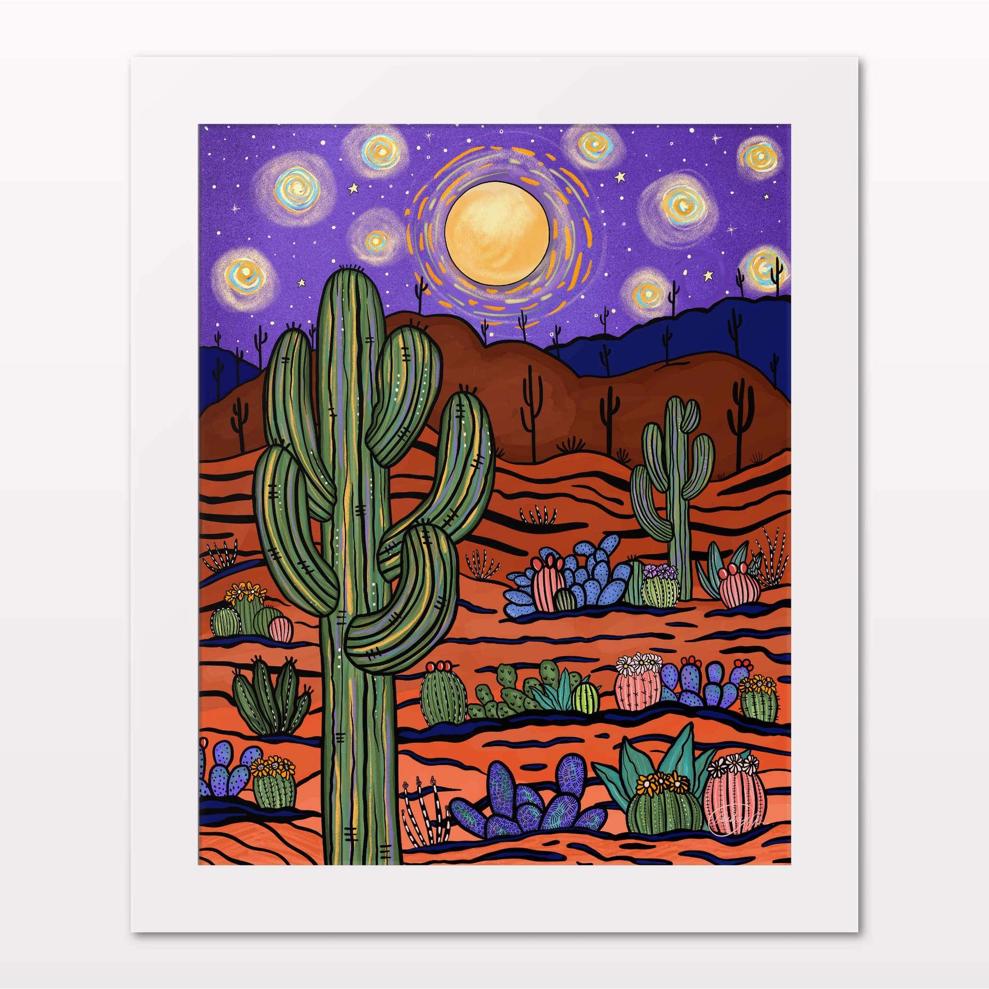 Art print in white frame on white wall