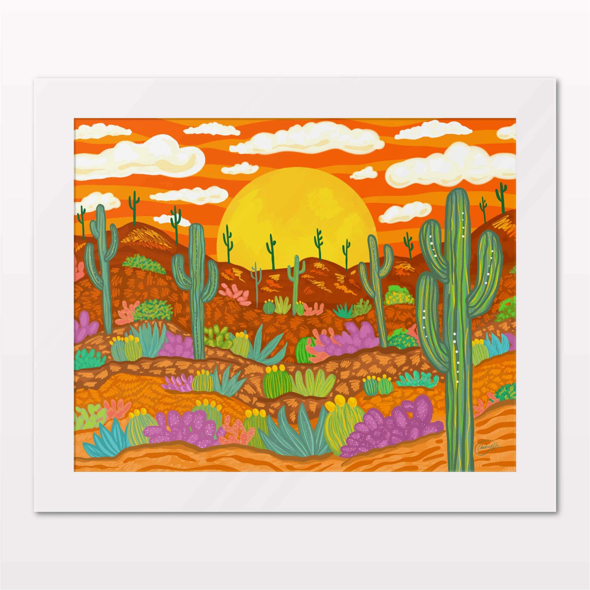 Art print in white frame on white wall