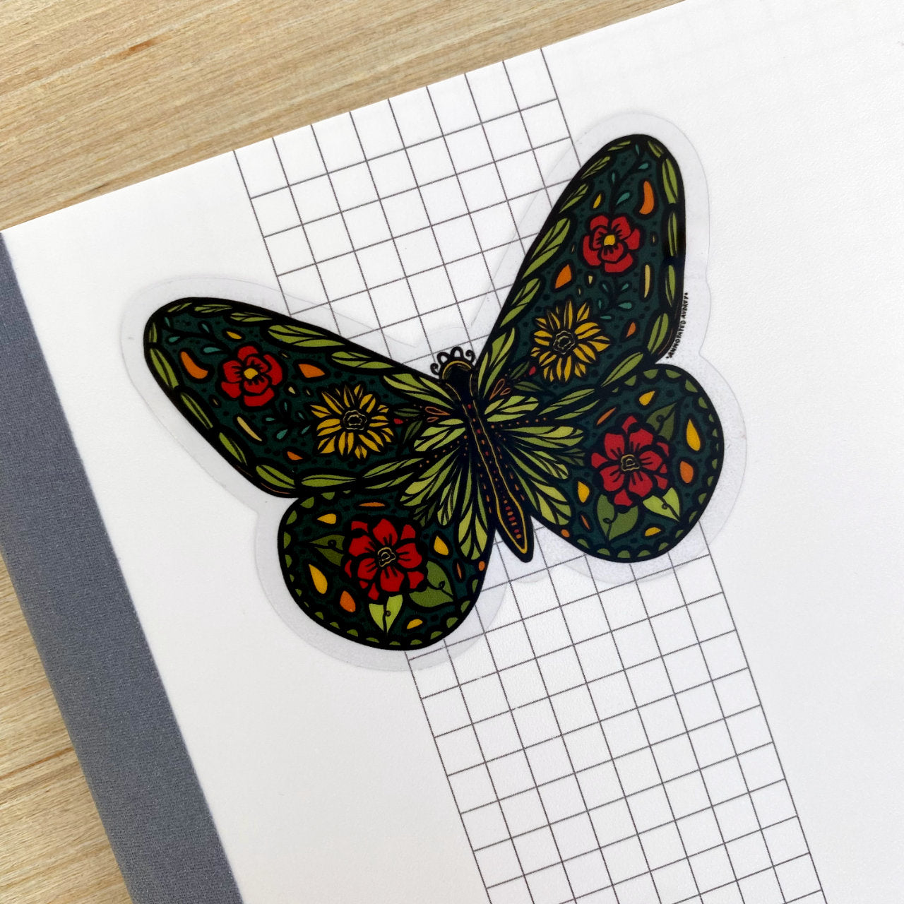 Clear Sticker - Green Butterfly