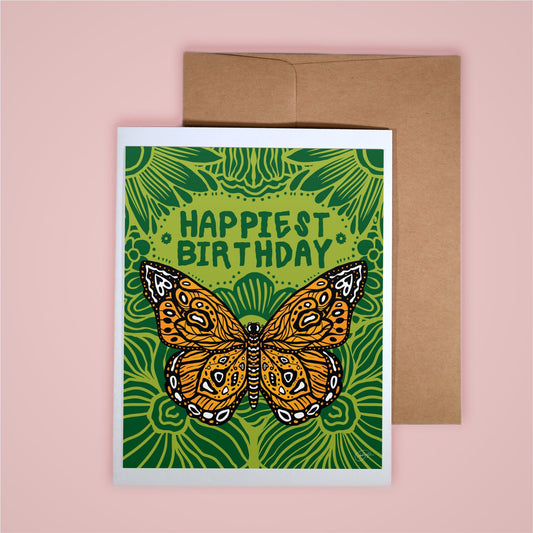 Card on pink background