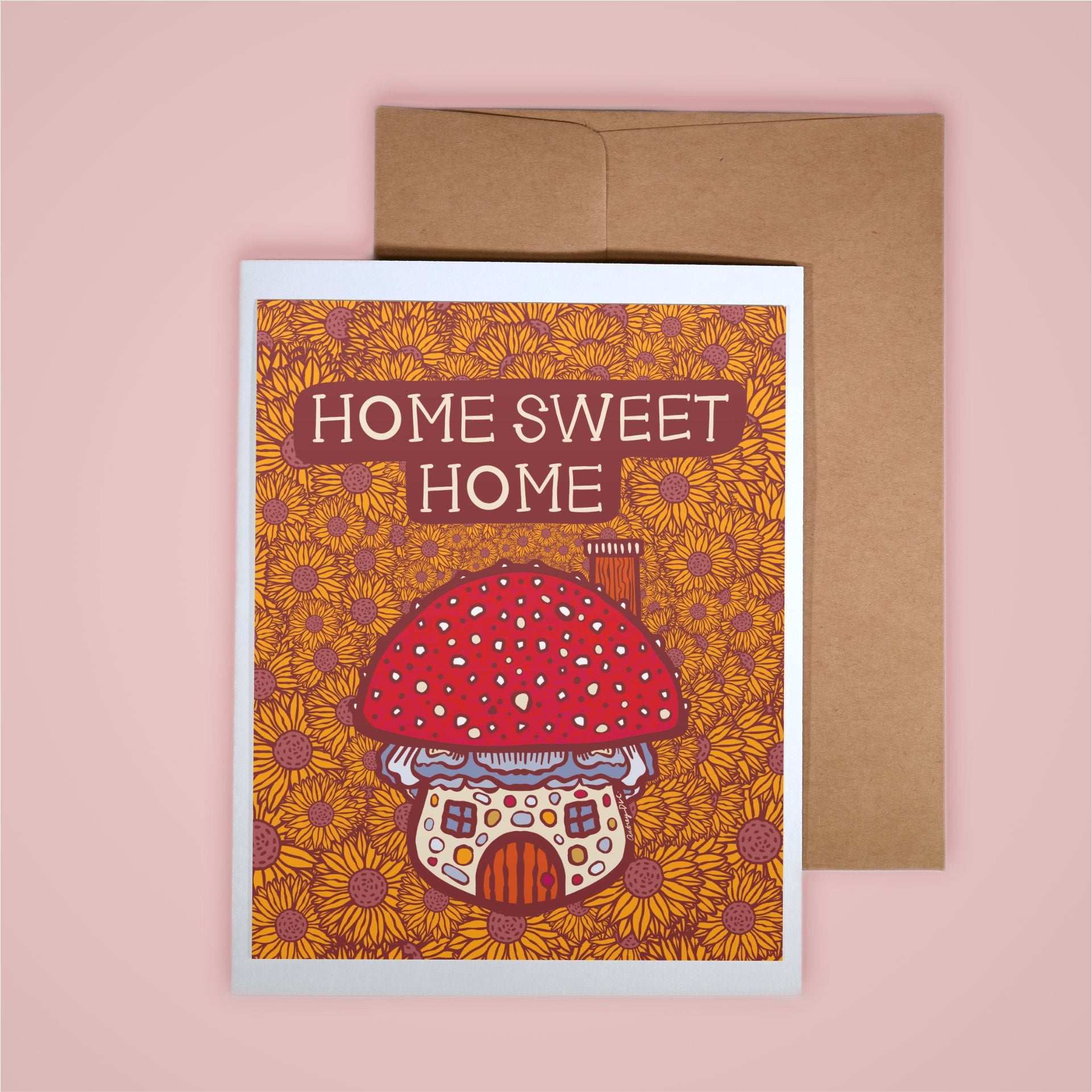 Card on pink background