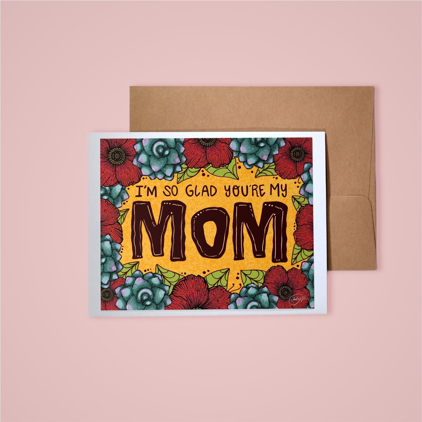 Card on pink background