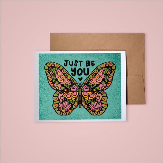 Card on pink background