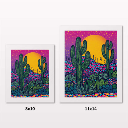 Comparing 8x10 and 11x14 framed art prints on a white wall