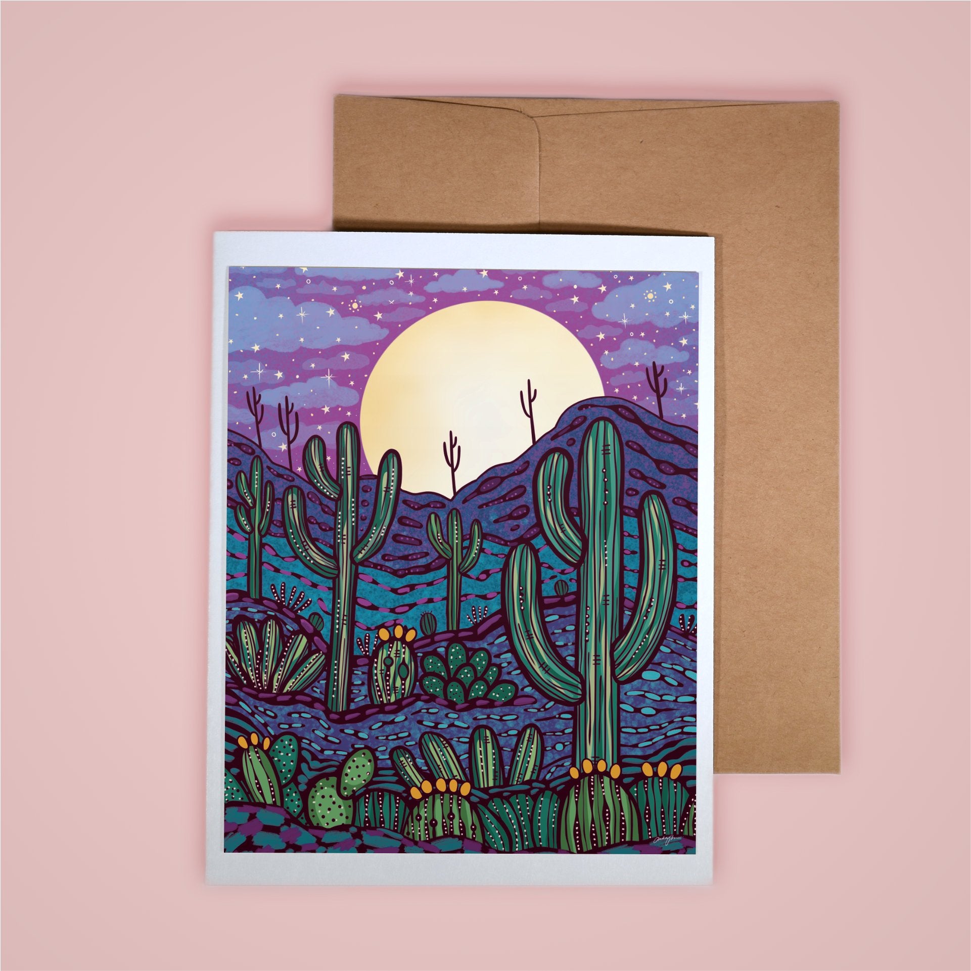 Card on pink background