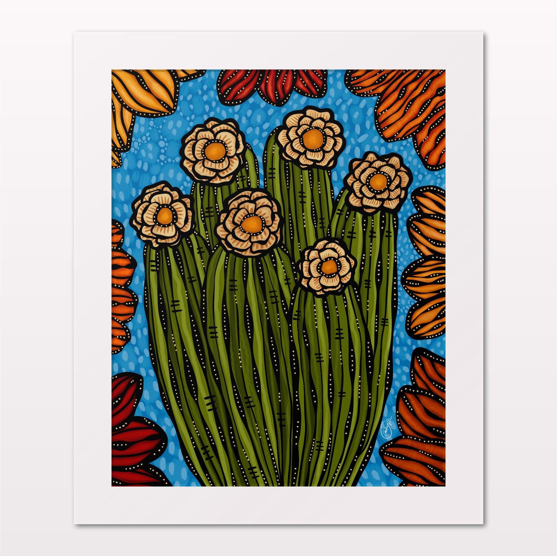 Art print in white frame on white wall