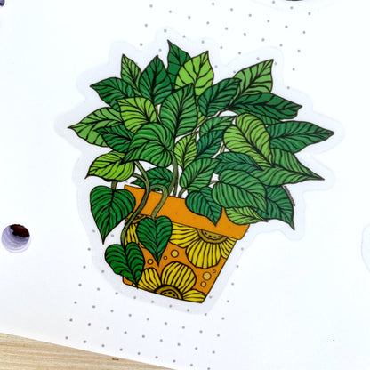 Clear Sticker - Potted Pothos Plant
