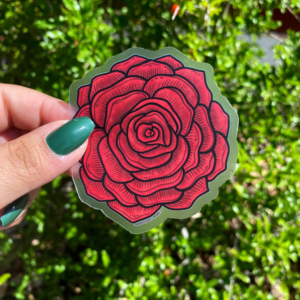 Clear Sticker - Red Rose