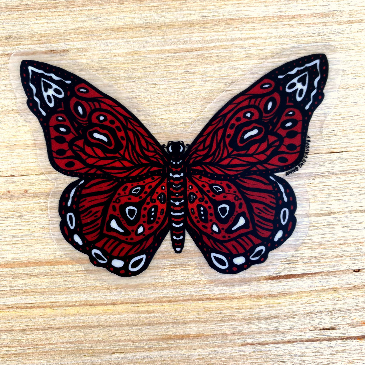 Sticker on wood background