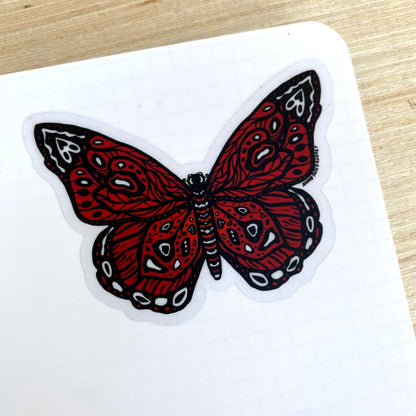 Clear Sticker - Red Butterfly